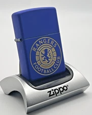 Brand New 2024 ZIPPO Lighter RANGERS FOOTBALL CLUB LOGO Custom Navy Blue  Matte