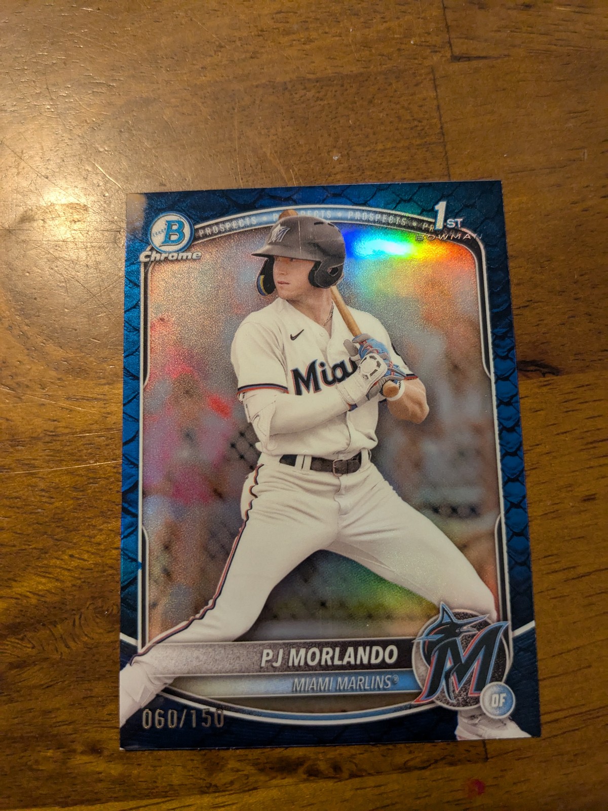2025 Bowman #BCP-91 PJ Morlando Chrome Prospects Reptilian Blue Refractor #/150