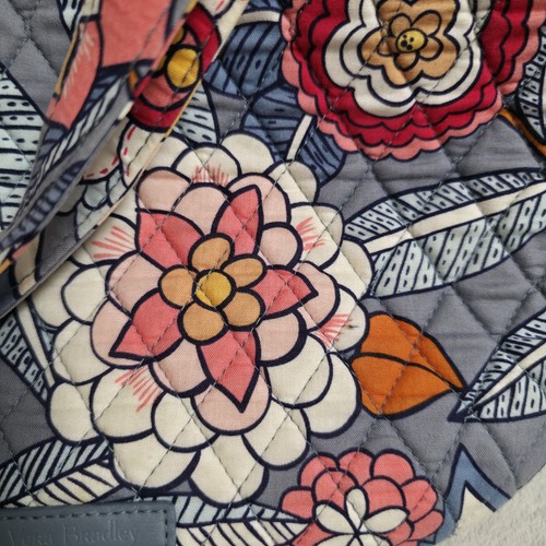 Vera Bradley Tropical Evening Gray Pink Orange Floral Quilted Crossbody Purse - Picture 2 of 13