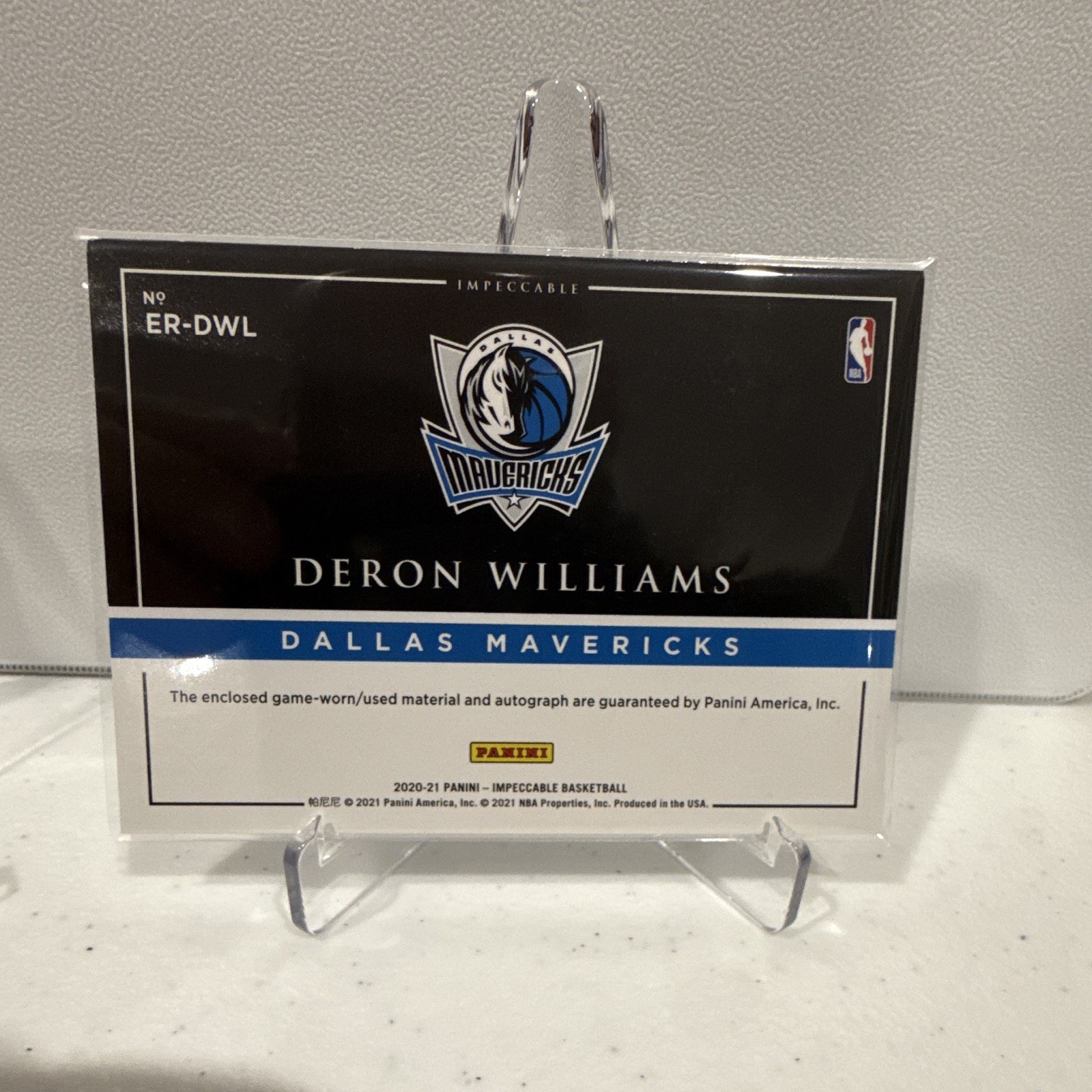 Panini 2020-21 Impeccable Elegance Deron Williams Auto Patch /49 ER-DWL view 2