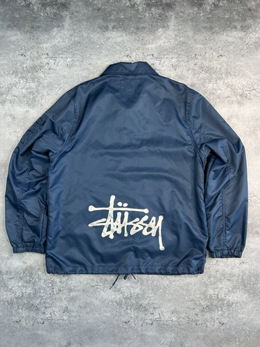 COACH STUSSY FLIGHT GIACCA ALLENATORE RASO BLU NAVY TAGLIA M LOGO PERSONALIZZATO