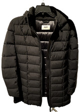 NEW DKNY Women's Hooded Black Zip-In Puffer Jacket EXTRA LARGE