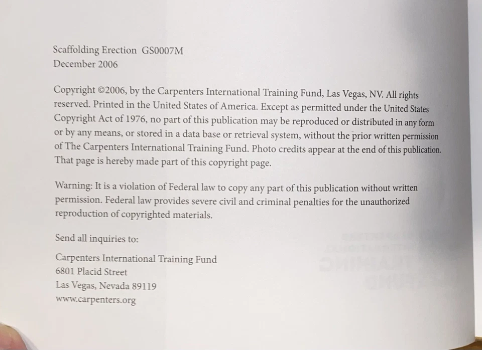 Carpenters International Training Fund Scaffolding Erection Student Manual 2006 - Image 4 of 4