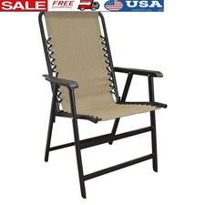 XL Suspension Folding Chair Outdoor Heavy Duty Steel Frame W/ Cup Holder New
