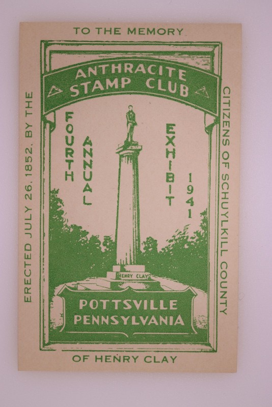 1941 Anthracite Stamp Club Pottsville PA Henry Clay Philatelic Souvenir Label