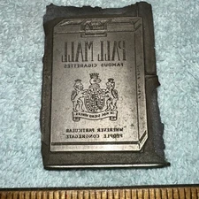 Printing Plate “ Pall Mall Famous Cigarettes “ Need Wood Block.