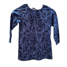 Banana Republic Womens Blue Abstract Floral Tie Neck Cotton Dress Size M