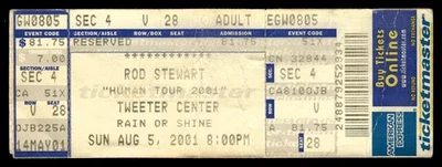 Rod Stewart Aug 5 2001 Ticket Stub Mansfield MA Tweeter Center Human Tour *TJ60 - Image 1 of 2