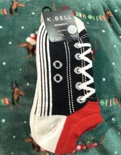 K Bell Womens Socks 6 Pairs Novelty Sneaker Design Multi Color Size 9-11 New