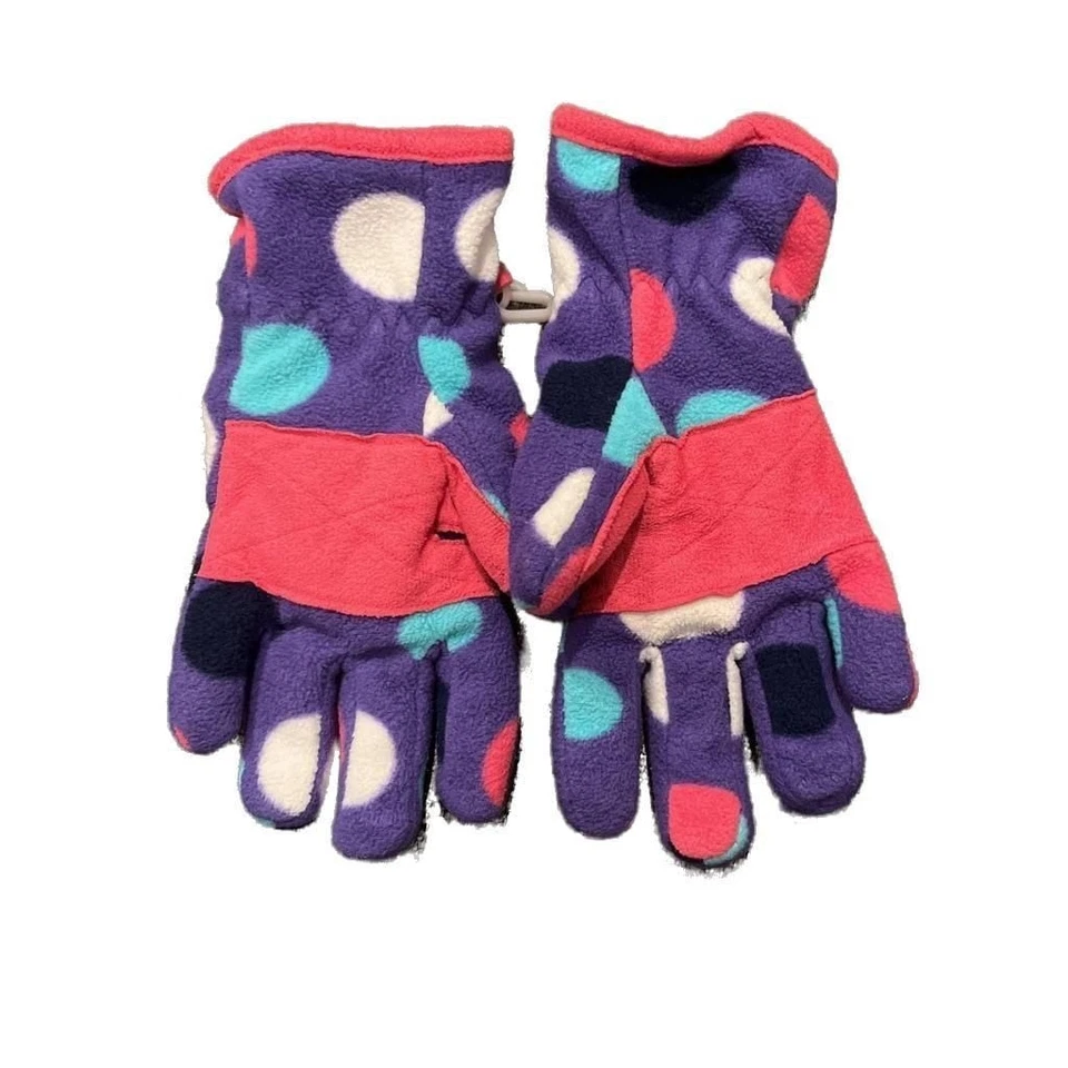 Kids Purple Polka Dot Fleece Gloves - Warm & Playful. Jumping Bean Brand - Image 4 of 4