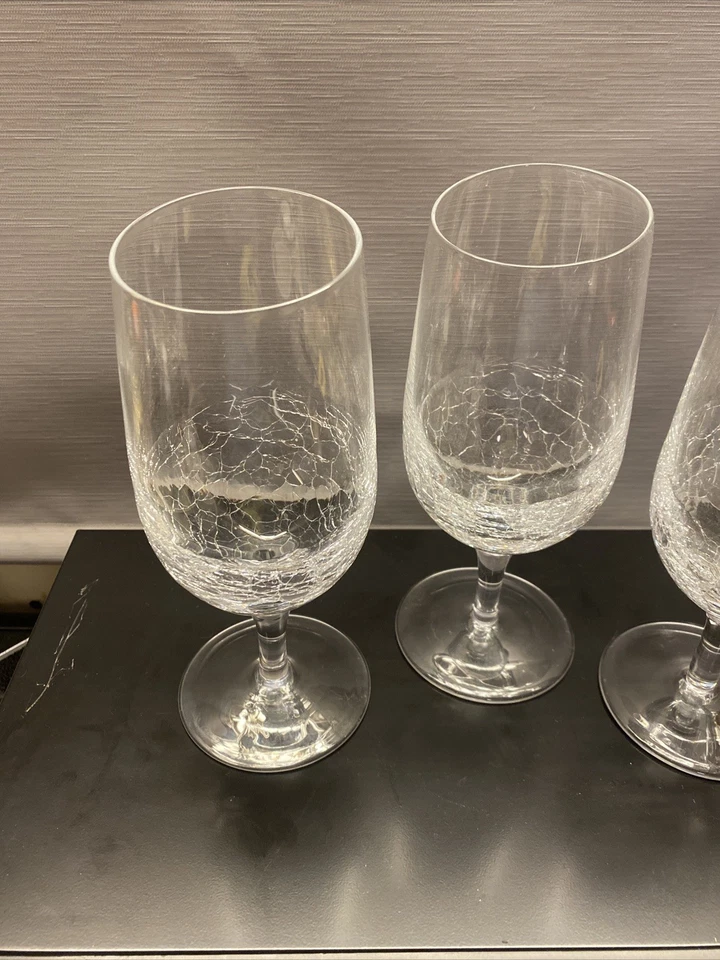 PIER 1 taças de vinho/chá craqueladas ARTIGO APOSENTADO corte de barra craquelada design popular - Imagem 4 de 4