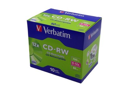 Verbatim CD-RW Rohlinge 700MB 80Min 12x Scratch Resistant 10er Jewel Case 43148