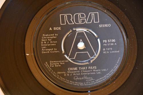 Gerard Kenny - Crime That Pays 7 Inch Vinyl Record