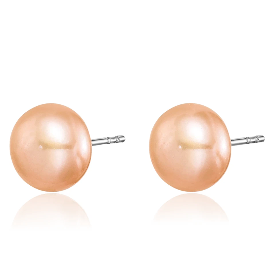 925 Sterling Silver 8mm White Pink Purple Button Freshwater Cultured Pearl Se... - Image 3 of 4