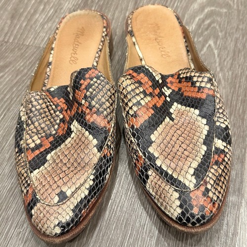 Mocasín Madewell Frances Mula Serpiente Cuero Repujado Preppy Oficina Carrera Informal - Imagen 2 de 9