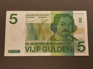 Netherlands Dutch Five 5 Gulden Banknote 1973 Uncirculated UNC