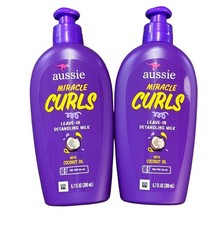 Aussie Miracle Curls Leave-In Detangling Milk Coconut Oil 6.7oz Lot of 2 New