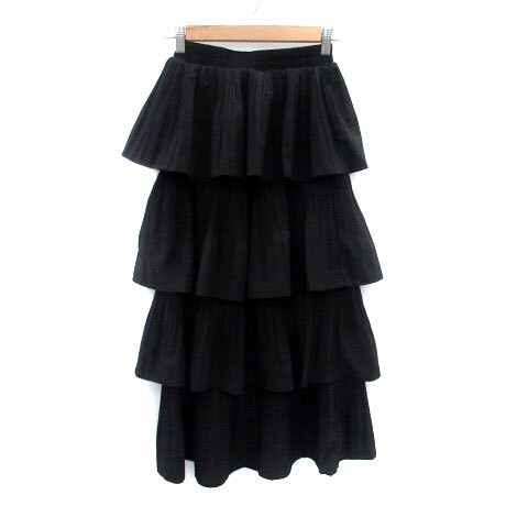 Falda Larga Spray Premium Para Mujer Negra Acampanada en Niveles Poliéster Usada