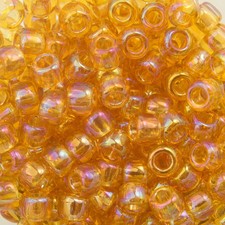 8/0 TOHO ROUND Transparent Rainbow Medium Topaz Seed Bead 8g