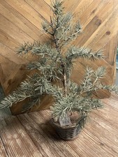 NWT Artificial Cedar Tree 23.5  Faux Potted Topiary Woven Willow Basket