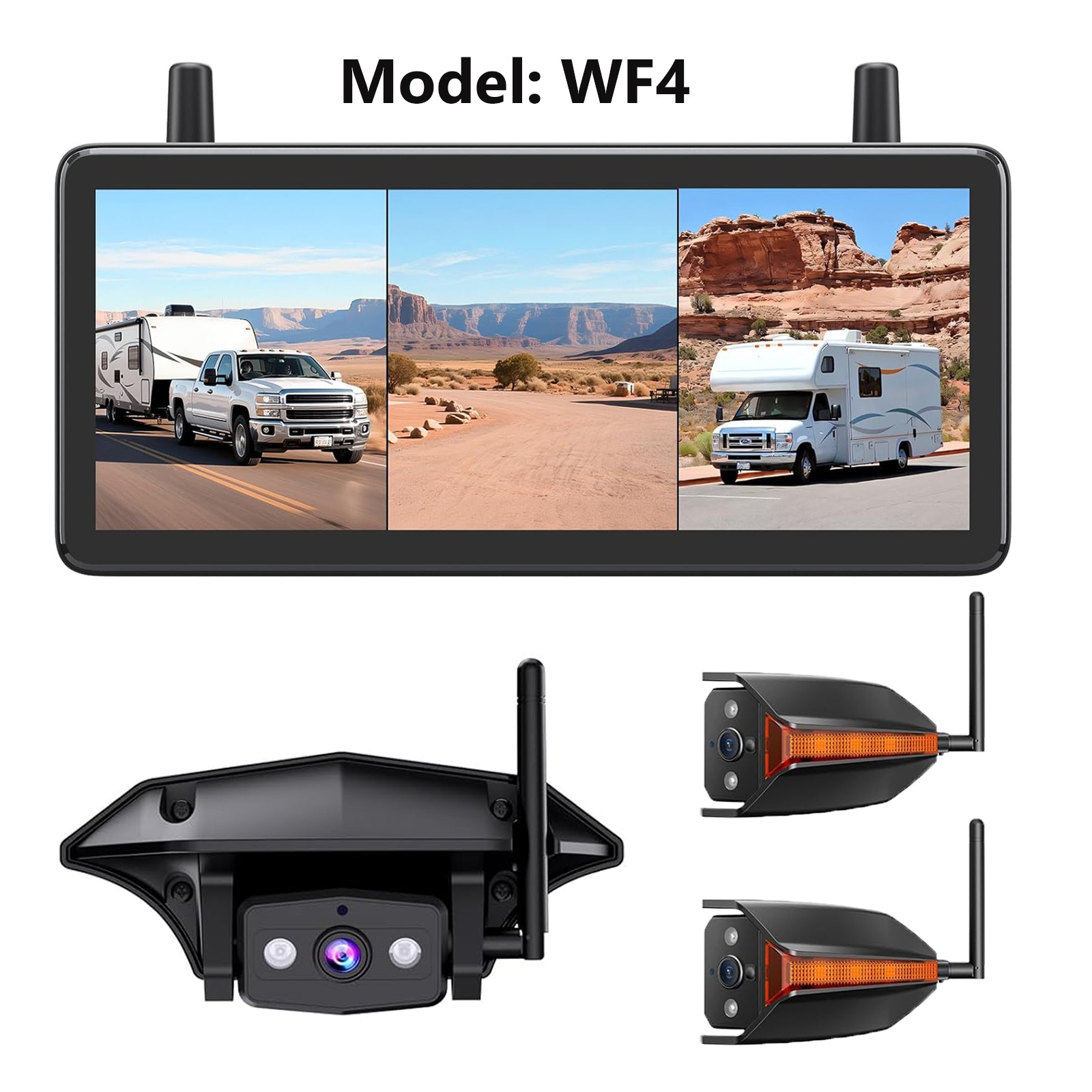 AUTO-VOX Wireless Rear & Side View Camera 7.2" 1080P Triple-Split Screen Monitor