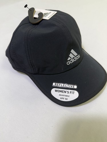 Adidas Womens Superlite II Black Reflective Adjustable Cap Hat UPF 50 Reflective - Picture 2 of 8
