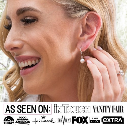 Betty Pearl Earrings for Women with Simulated Diamond Crystals | Sophisticate... - Picture 3 of 9