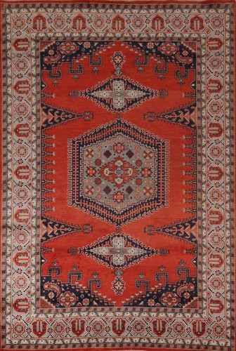 Robuster und stilvoller handgeknüpfter Viss Tribal Stil geometrischer Wollteppich 9x12 Fuß - Bild 1 von 19