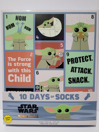 Advent Toddler Socks 2T-4T Baby Yoda Christmas Star Wars Kids Unisex 10 Pairs - Picture 6 of 6
