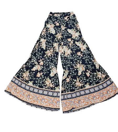 EE:Some Boho Tiered Wide Flower Leg Palazzo Pants Women's Size S