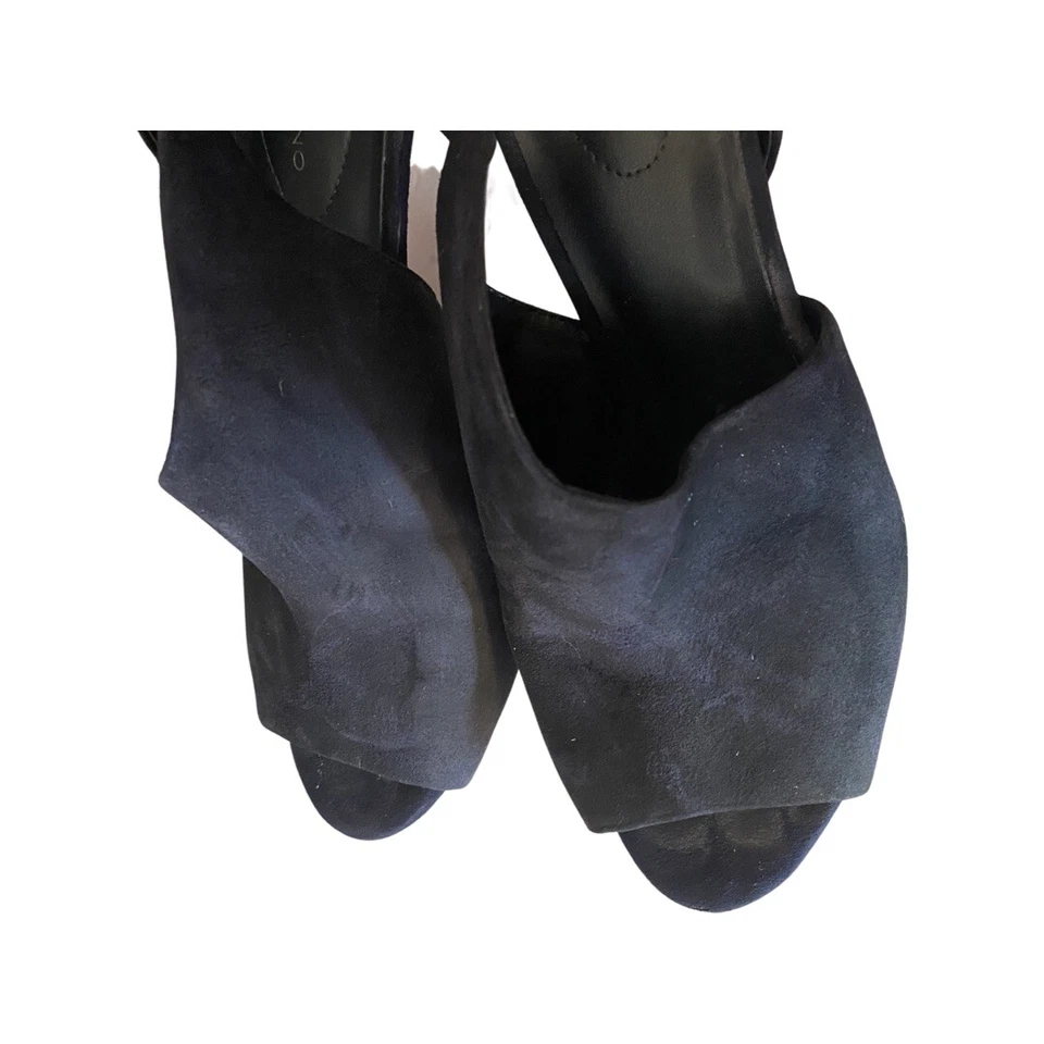 Bandolino Peep-Toe Suede Slingback Sandals Jasmine Black 8.5M Women's shoes - Image 3 of 4