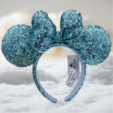 NEW Disney* Parks 2025 Sparkle Ocean Blue Bow Minnie Mickey Mouse Ears Headband