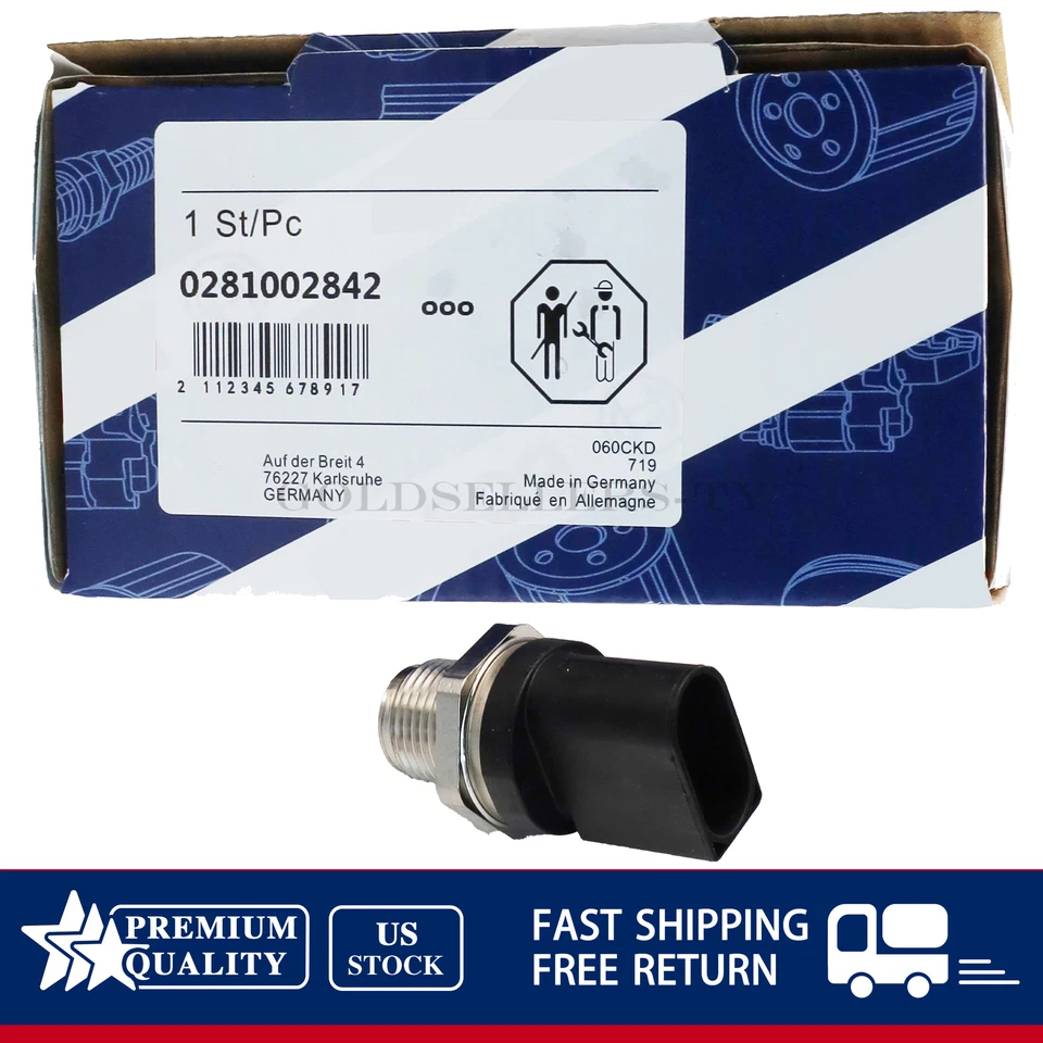 Sensor de presión de riel de combustible 0281002842 compatible con Mercedes-Benz 0061536528 2005-2013 Foto 2 de 4