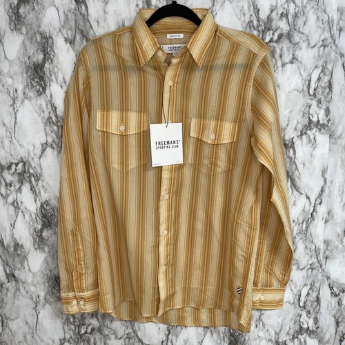 Freemans Sporting Club gelb gestreiftes langärmliges Button-Down-Hemd für Herren Small - Bild 1 von 8