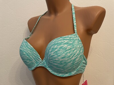 Venice Beach Bikini Top Oberteil Bügel Push Up Neckholder grün weiß 40 A L NEU