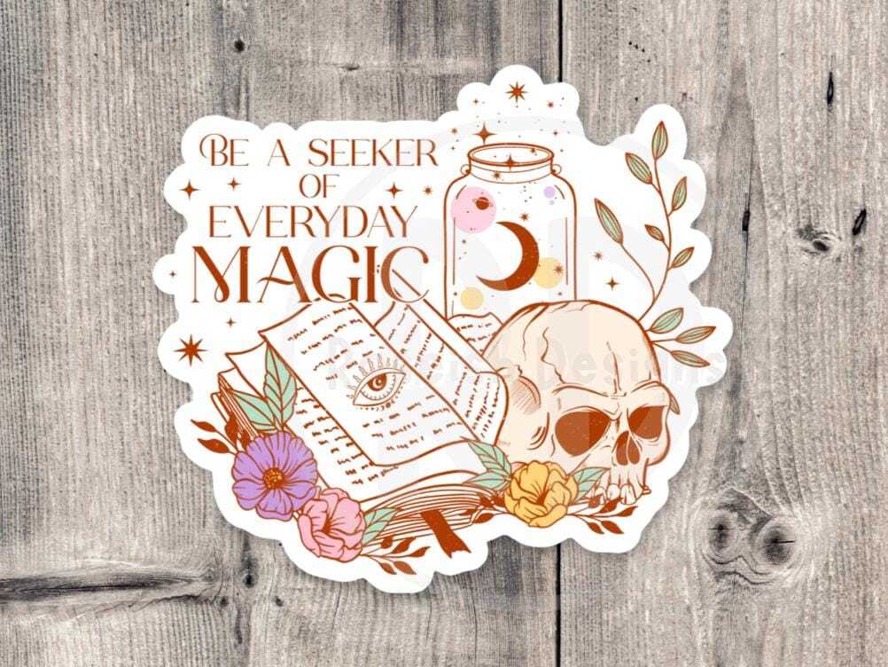 Stickers - Witchy Floral Skull  Positive Quotes