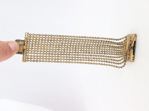 Vintage Unsigned Miriam Haskell Antique Tone Brass Chain Bracelet Victorian Deco - Picture 15 of 16