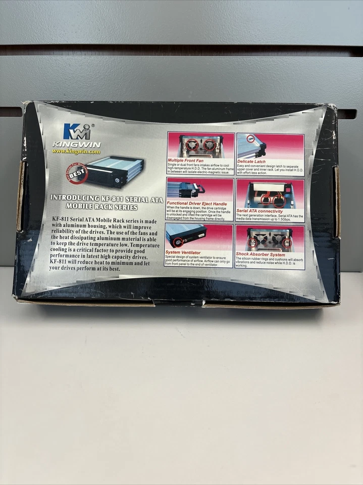 KINGWIN KF-813-BK Aluminum Mobile Rack Kit for 3.5" SATA hdd w/triple fan - Image 2 of 4