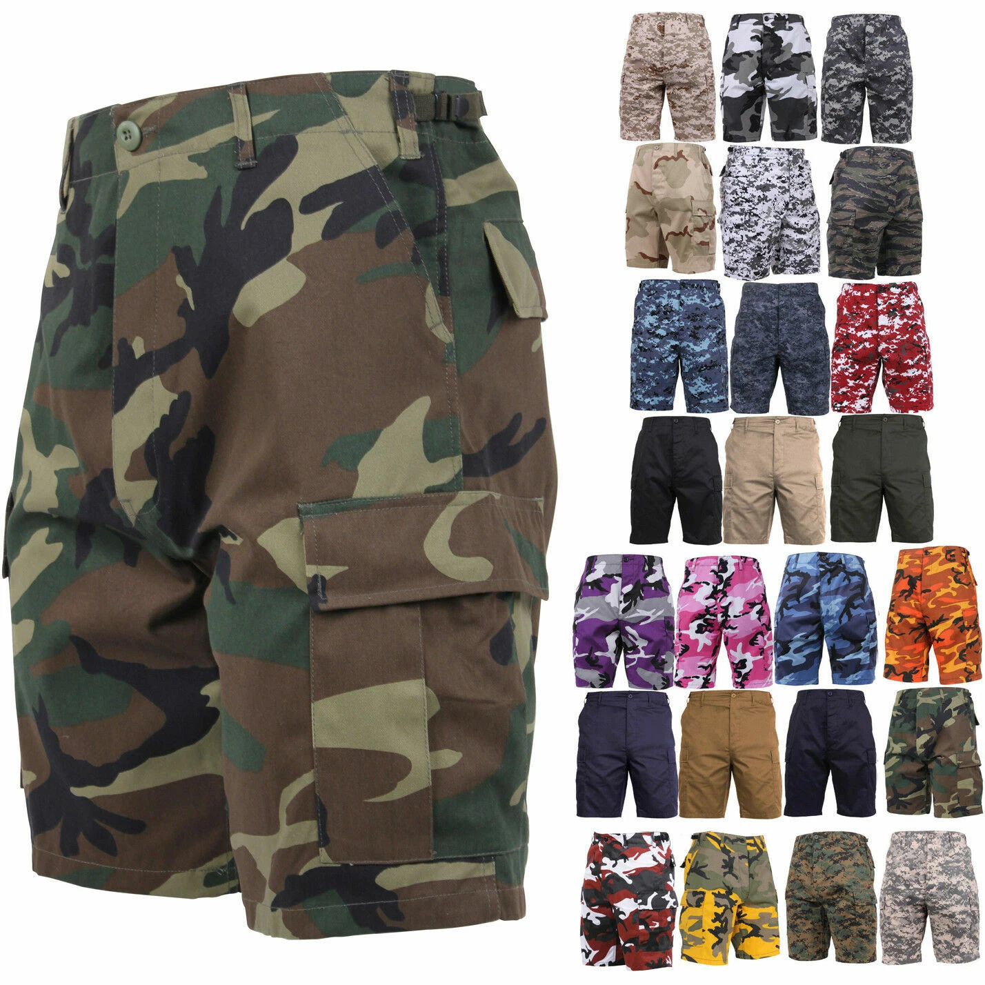 MEMORIAL DAY SALE Army Cargo BDU Combat Short Button Fly Camo&Solid Rothco$8OFF