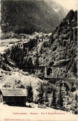CPA AK WESSEN Gotthardbahn Die 3 Eisenbahnlinien SWITZERLAND (705019)