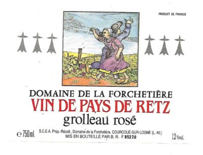 Weinetikett - Domaine de la Forchetière - Pays de Retz - Grolleau rosé