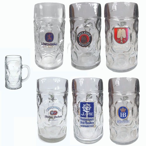 OKTOBERFEST MUNICH All 6 Official Beers 6 x Beer Stein Masskrug Glasses 1 Litre - Picture 1 of 1