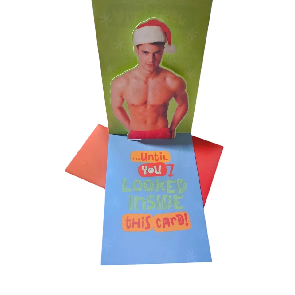 Christmas Greeting Card 6x8 Pop Up Naughty List Cute Guy Funny Humor Hallmark - Image 4 of 4