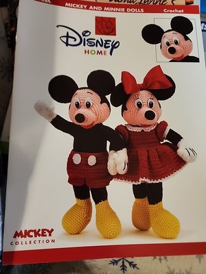 Crochet Mickey and Minnie Dolls Craft Pattern Booklet  And Yarn Kit 
