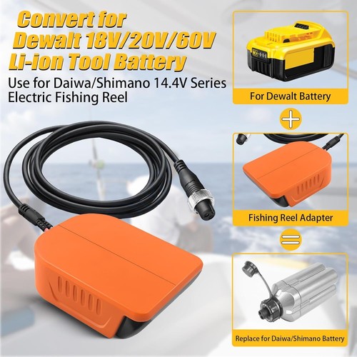 Fishing Reel Battery Adapter for Dewalt 20V Battery Charger For Shimano 14.4V - Picture 3 of 9