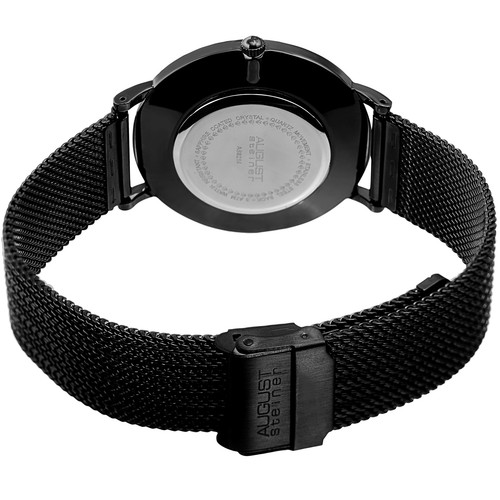 Men's August Steiner AS8219BK Navy Matte Dial Steel Mesh Bracelet Quartz Watch - Picture 4 of 4