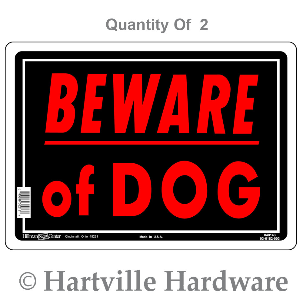 Hillman 840143 Black & Red Beware of Dog Signs - 10" X 14" - 2 Pk.