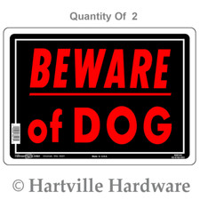 HILLMAN 840143 BLACK  RED BEWARE OF DOG SIGNS - 10" X 14" - 2 PK.