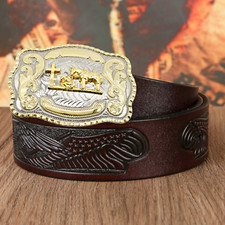 WESTERN PRAYING COWBOY RODEO FAITH CROSS LONG GOLD SHINY BUCKLE Hebillas Vaquera