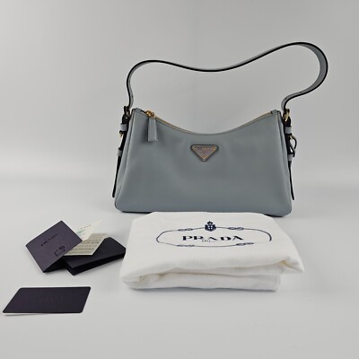 【関税&送料込】Prada Dove Grey Leather Medium Aimee Shoulde PRADA Aimée Medium $2950 Opaline Leather Shoulder Bag New